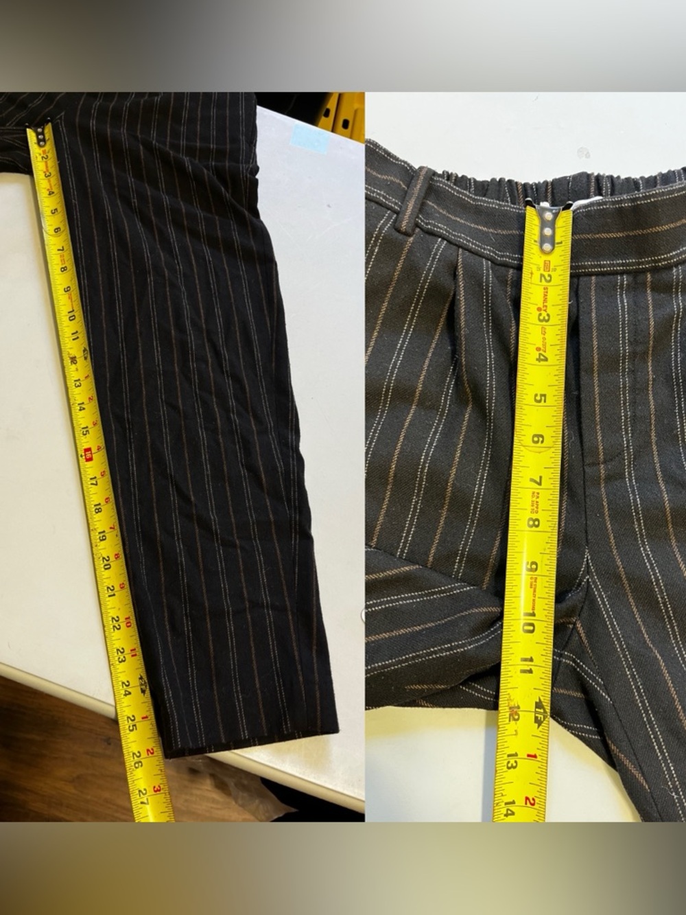 Vince Black & Brown Pinstripe Wool Blend Pull On Trouser - Picture 7 of 8
